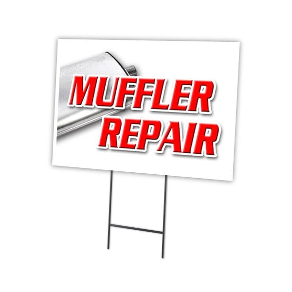 Signmission Muffler Repair Yard Sign & Stake outdoor plastic coroplast window, C-2436-DS-Muffler Repair C-2436-DS-Muffler Repair - main